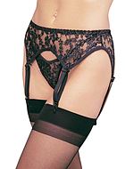 Garter belt and panty, sheer lace, flowers, plus size